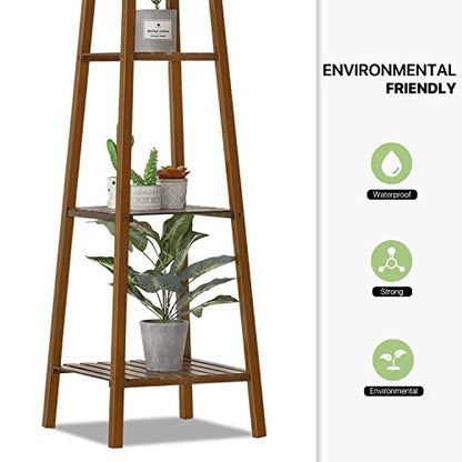 Magshion Bamboo Tall Plant Stand 4-Tier Pot Holder Small Space Flower Shelf Rack Display Table for Living Room Balcony and Garden - WoodArtSupply