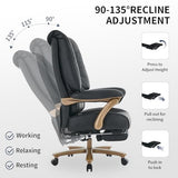 EXCEBET Big and Tall Executive Office Chair with Footrest, 400LBS Capacity Ergonomic High-Back Desk Office Chair with Lumbar Support, Padded Armrests & Thick Cushion, Black PU Leather Chairs EXCEBET