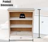 International Concepts Shaker Bookcase, 36-Inch, Unfinished IC International Concepts