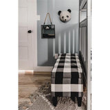 HomePop Large Upholstered Rectangular Storage Ottoman Bench with Hinged Lid, Black Buffalo Plaid HomePop