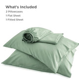 Bedsure Queen Sheet Set, Rayon Derived from Bamboo, Cooling Sheets, Breathable & Soft, Deep Pocket Up to 16 Inches, Hotel Luxury Silky Bedding for Hot Sleepers, Sage Green Bedsure