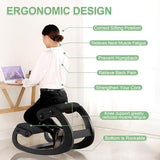 Predawn Adjustable Ergonomic Kneeling Chair – Custom Height Rocking Posture Stool with Thick Cushions, Solid Wood Frame, Knee Support Seat for Adults, Office or Meditation Use (Onyx Black) Predawn