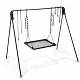 Bruntmor Grill Swing Campfire Cooking Stand BBQ Grill for Cookware & Dutch Oven Adjustable Collapsible Legs with Hooks & Accessories & Carrying Case Black Bruntmor