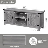 YESHOMY Modern Farmhouse TV Stand with Two Barn Doors and Storage Cabinets for Televisions up to 65+ Inch, Entertainment Center Console Table, Media Furniture for Living Room, 58 Inch, Gray Wash YESHOMY