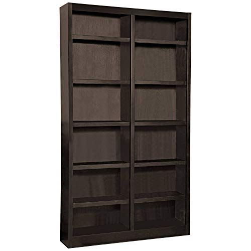 84" Espresso Double Wide Bookcase with 10 Adjustable Shelves & 2 Fixed Shelves by Concepts In Wood - WoodArtSupply