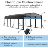 SYLVIERA 12x25FT Heavy Duty Metal Carport Canopy - Reinforced Galvanized Steel Frame, All-Weather Protection, Easy Assembly Car Port Shelter for Vehicles, Boats & Tractors Sylviera