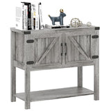 HOMCOM Farmhouse Double Door Coffee Bar Cabinet, Console Table, Sideboard Buffet Cabinet with Bottom Shelf for Entryway, Living Room, Stone Gray HOMCOM