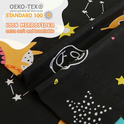 Yibeizi Space Dinosaur Full Size Sheet Set for Boys, Kids Cute Planet Printed Microfiber Bedsheet Deep Pocket Bedding Sheets & Pillowcases 4 Pieces Yibeizi
