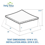 Party Tents Direct 15'x15' Weekender Standard Canopy Pole Tent - Easy Up Canopy Tent with 50 Person Capacity - Outdoor Canopies for Parties, Weddings, & Events (White) Party Tents Direct