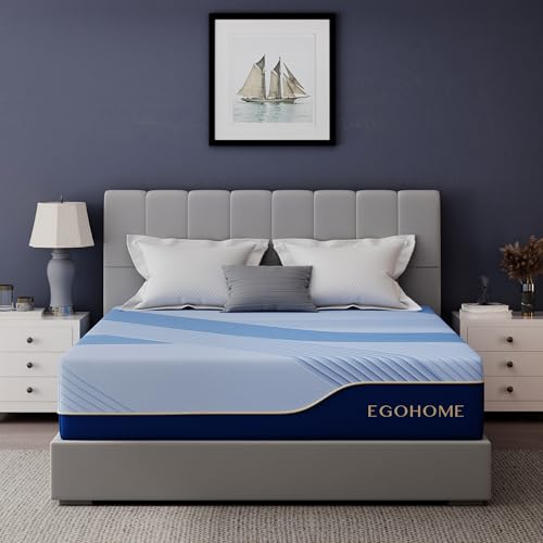 EGOHOME 14 Inch Queen Hybrid Mattress, Toxin-Free and Cooling Copper Gel Foam，a Fiberglass-Free fire Barrier, Medium Plush, CertiPUR-US Certified, 80''L x 60''W EGOHOME