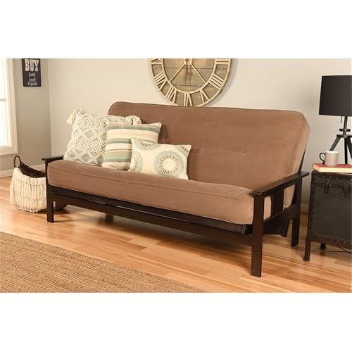 Pemberly Row 8" Full Size Spring Futon Mattress Replacement, Linen Fabric Sleeper Sofa Bed Mattress, Marmont Thunder Mocha Brown-Frame Not Included Pemberly Row