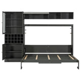 Polibi Full Size Murphy Bed with Sofa Function - Space-Saving Wall Bed, Shelves USB and Light, for Small Apartments/Studios, Gray Polibi