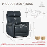 KISLOT Wall Hugger Recliner Chair for Adults, Faux Leather RV Recliner with USB Charging Ports Electric Power Reclining Sofa for Living Room Home Theater Seating Bedroom