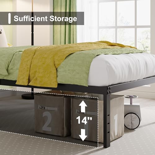 EMODA 16 Inch Platform Twin XL Bed Frames No Box Spring Needed, Heavy Duty MetalBed Frame, Noise Free, Easy Assembly, Black EMODA