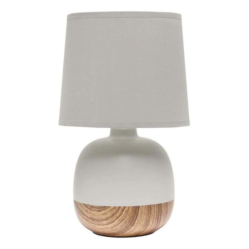 Simple Designs LT2078-LWG Petite Mid Century Table Lamp, Light Wood and Light Gray Simple Designs