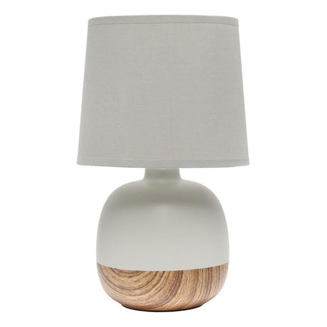 Simple Designs LT2078-LWG Petite Mid Century Table Lamp, Light Wood and Light Gray Simple Designs