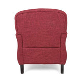 FEMICON Armchair Traditional Design with Tweed Upholstery and Polished Turned Legs, Retro Style, Red FEMICON