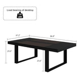 Hitow Dining Table for 8-10 People, 86.6-Inch Rectangular Wood Kitchen Table with Thicken Tabletop, Office Conference Room Table, Dining Room Living Room Table, Brown & Black Hitow