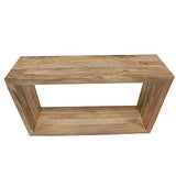The Urban Port 52-Inch Cube Shape Mango Wood Console Table with Bottom Shelf The Urban Port