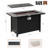 Walsunny 45 inch Outdoor Propane Fire Pit 50,000 BTU Gas Fire Pit Table with Lid, Lava Rock, Waterproof Cover, Rectangle Gas Firepit Table for Garden/Patio, CSA Certification Shintenchi