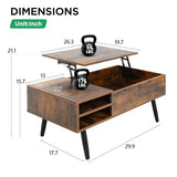 PayLessHere Lift Top Coffee Table with Adjustable Storage and Hidden Compartment Small Wood Coffee Table Center Table for Home Living Room Office Apartment Reception Room,Brown PayLessHere