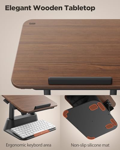 SAIJI Laptop Stand for Desk, Stable Standing Laptop Riser with Foldable Mouse Pad, Standing Computer Stand with 4 Adjustable Height Up to 20.47", MacBook Stand Fit All Laptops Under 17.3" SAIJI