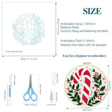 Zhenqing Christmas Embroidery Kit for Beginners - 4 Piece 29x29cm Round Designs with Embroidery Hoop, Threads & Tools (Snowy Cabin, Fireplace, Candy Cane, Holly)(C0066)