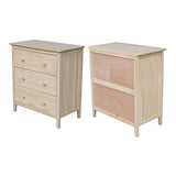 International Concepts Dresser with 3 Drawers, Unfinished IC International Concepts