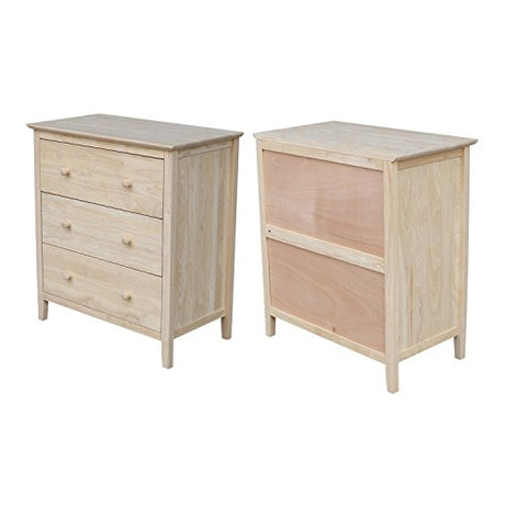 International Concepts Dresser with 3 Drawers, Unfinished IC International Concepts