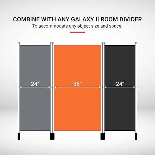 Proman Products - Galaxy II Section Divider, Water Repellent Fabric Room Divider with Black Powder Coated Metal Frame for Indoors or Outdoors, Large 74.25” Width (Black) Proman Products