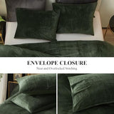 Ivellow Velvet Duvet Cover King Set Dark Green Comforter Cover 3Pcs Ultra Soft Cover Breathable Solid Luxury Flannel Velour Duvet Cover Zipper Closure Corner Tie Ivellow