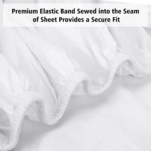 Lirex Fitted Twin Sheet Cotton, 300 Thread Count Soft Breathable, 8-10" Deep Pocket Sheet for Hotel Home,White Lirex