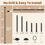 Bonpally Room Divider Curtain Rod, No Drilling Tension Rod for Room Separation, 4-10ft(H) 28-114inch(W) Adjustable Heavy Duty Floor to Ceiling Wall Divider Room Partition Privacy Separator, Black Bonpally