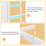 BTHFST Bunk Bed Twin Over Twin with 6 Large Fabric Drawers & 4 Wooden Storage Bookshelf Organizer, Metal Low Bunk Bed for Kids with LED Lights & Safety Ladder and Guardrail, Space Saving BTHFST