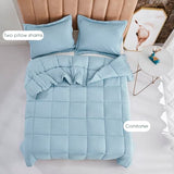 HIG Pre Washed Down Alternative Comforter Set Twin - Reversible Chic Quilt Design - Box Stitched with 4 Corner Tabs - Lightweight for All Season - Blue Duvet Comforter with 2 Pillow Shams HIG