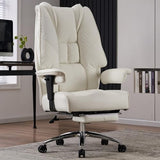 EXCEBET Big and Tall Office Chair 400lbs Wide Seat, Leather High Back Executive Office Chairs with Foot Rest, Ergonomic Lumbar Support for Lower Back Pain Relief (White) EXCEBET