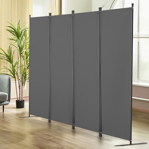 VEVOR Room Divider, 4 Panel Room Dividers and Folding Privacy Screens, Fabric Partition Room Dividers for Office, Bedroom, Dining Room, Study, Freestanding, Grey VEVOR
