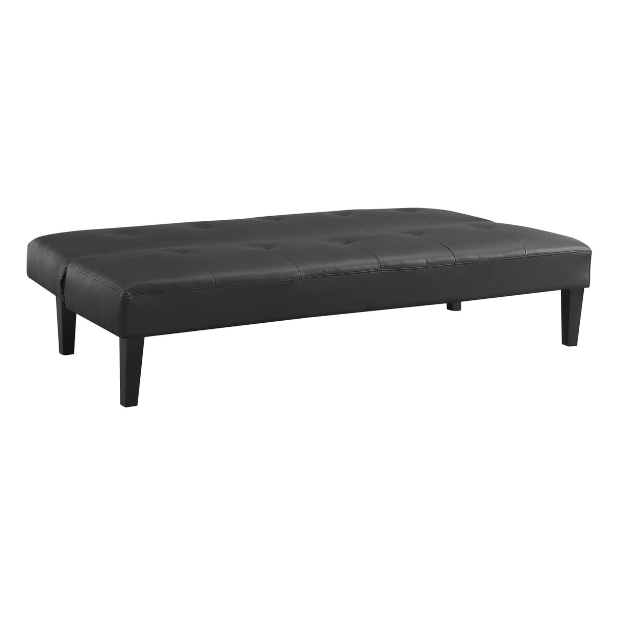 Naomi Home Black Futon Sofa Bed, Faux Leather Futon Couch, Black Sofa Bed Couch Convertible with Wooden Legs, Folding, Reclining Small Couch Bed, Button Tufted Futon Bed for Living Room Naomi Home