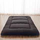 Zelladorra Japanese Floor Mattress, Futon Mattress with Portable Storage Bag and Washable Cover, Roll Up Thick Tatami Mat Suitable for Camping, Guest Room, Black, Twin Zelladorra