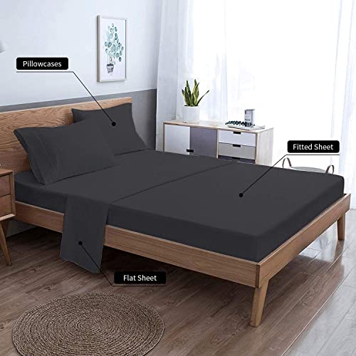 EaseHome Full Size Sheets - Extra Soft Full Sheets with 18-inch Deep Pocket, Premium Bedding Collection - Extra Soft Breathable Wrinkle Fade Stain Resistant Hypoallergenic - 4 Piece (Full, Black) EaseHome