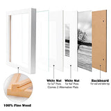 Egofine 8x10 Picture Frames Set of 4, Made of Solid Wood Covered by Plexiglass 4x6 and 5x7 with Mat or 8x10' without Mat, for Table Top Display and Wall Mounting Photo Frame White Egofine