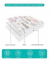 Christmas Pink Tree Quilt Full Queen Bedding Set, Contemporary Minimalist Grey Lightweight Summer Quilt with Pillow Shams 3 Pieces Microfiber Soft Quilt Set Bedspread Coverlet for All Seasons Onekaccu