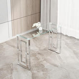 HomVent Silver Glass Console Table Narrow Sofa Table with Tempered Glass Top and Stainless Steel Legs for Entryway, Living Room (Silver) HomVent