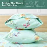 JSD Green Floral Queen Sheet Set 6 Piece, Soft Boho Printed Microfiber Bed Sheets Extra Deep Pocket, Oeko-TEX Certified JSD
