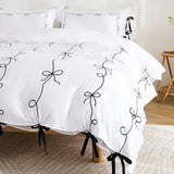 Black White Duvet Cover Set Black Bow Tie Bedding Set Super Soft Breathable Microfiber Bowknot Butterfly Tie Aesthetic Bedding Romantic French Twin Duvet Cover for All Season Chumerry