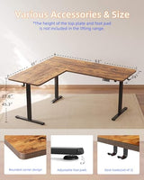 YIHAYO L Shaped Standing Desk Adjustable Height, 63 x 55 Inches Electric Corner Standing Desk with Splice Board, Computer Desk for Home Office, Rustic Brown YIHAYO