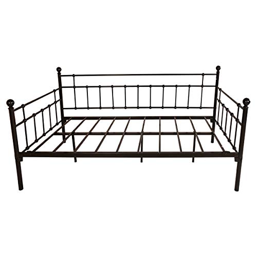 HOMERECOMMEND Metal Daybed Frame Twin Metal Slats Platform Base Box Spring Replacement Bed Sofa for Living Room Guest Room (Twin, Black) HOMERECOMMEND