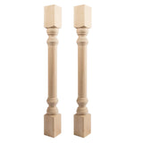 Btowin 35 1/2-inch H 3 1/2-inch W 3 1/2-inch D Cabinet Columns, 2Pcs Unfinished Tapered Rubberwood Replacement Island Legs for Large Dining Table & Kitchen Table Btowin