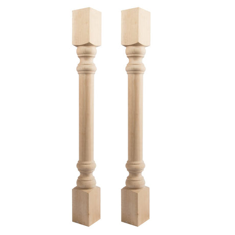 Btowin 35 1/2-inch H 3 1/2-inch W 3 1/2-inch D Cabinet Columns, 2Pcs Unfinished Tapered Rubberwood Replacement Island Legs for Large Dining Table & Kitchen Table Btowin