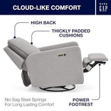 babyGap Harlowe Power Recliner with USB-A & Charging Port by Delta Children - Greenguard Gold Certified – Stain-Resistant Performance Fabric is Oeko-TEX Standard 100 Certified, Ash